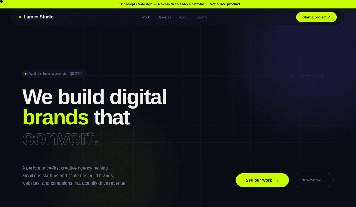 Lumen Studio — design preview